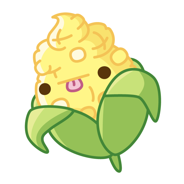 A yellow corn cob Spoopy inside of an unfurled husk.