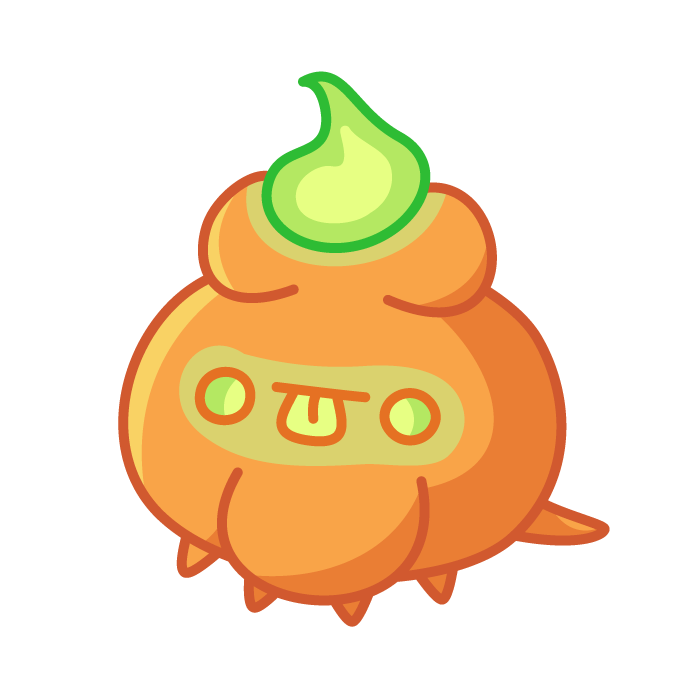 A pumpkin Sperpy that has been carved out and has a green glow coming from inside his body and from the top of his head.